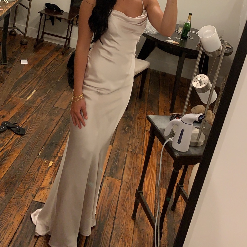 Champagne Satin Maxi dress